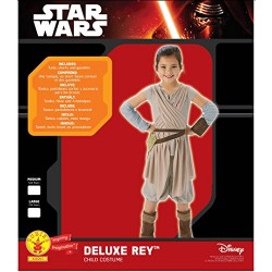 Deluxe Rey Girls Fancy Dress Disney Star Wars Force Awakens Kids Childs Costume