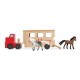 Melissa & Doug Horse Box Wooden Vehicle Play Set With 2 Flocked Horses and Pull