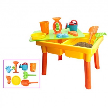 deAO Basic Sand and Water Table with Lid for Toddlers Including Assorted Accessories