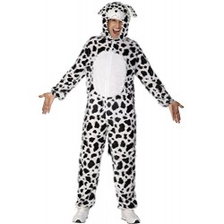 Smiffy's Adult Unisex Dalmatian Costume, Jumpsuit with Hood, Party Animals, Serious Fun, Size