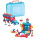 Bristle Block 113 piece Deluxe builder case with family and animal figurines