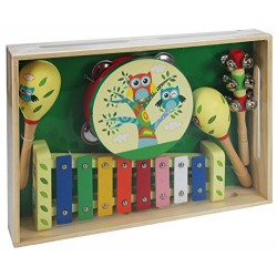 A B Gee LXS0167 Wooden Musical Instrument Set with Owl Design