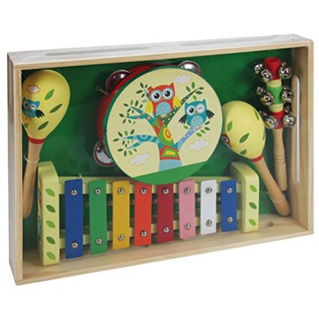 A B Gee LXS0167 Wooden Musical Instrument Set with Owl Design