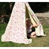 Garden Games Limited Girl's Flower Butterfly Wigwam Play Tent Teepee with Wooden Frame and Cotton Canvas Pink