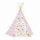 Garden Games Limited Girl's Flower Butterfly Wigwam Play Tent Teepee with Wooden Frame and Cotton Canvas Pink