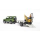 Bruder Land Rover Defender with One Axle Trailer, JCB Micro Excavator and Worker