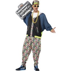 Smiffy's Adult Men's 80's Hip Hop Costume, Jacket, trousers and Hat, Back to the 80's, Serious Fun, One Size, 43198