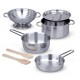 Melissa & Doug Stainless Steel Pots and Pans Pretend Play Kitchen Set for Kids (8 pcs)