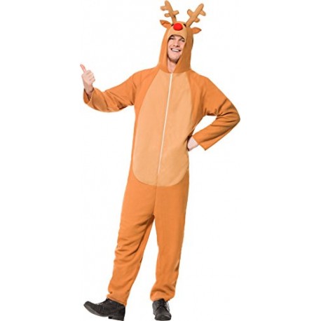 Smiffy's Adult Men's Reindeer Costume, Bodysuit, Reindeers, Christmas, Size XL, 26951