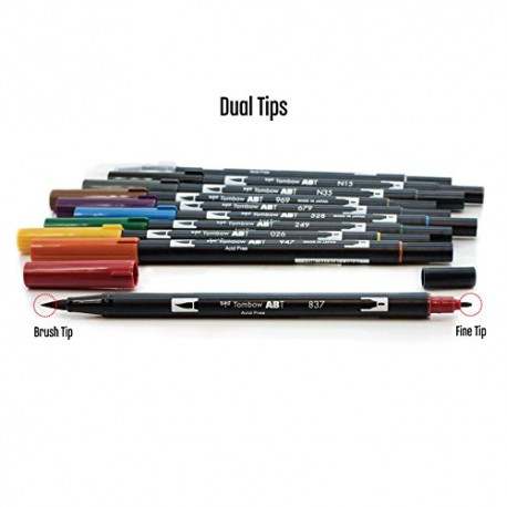 Tombow Muted Dual Brush Markers, Pack of 10