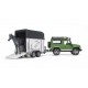 Bruder Land Rover Defender Station Wagon with Horse Trailer and Horse