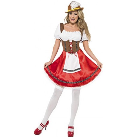 Smiffy's Adult Women's Bavarian Wench Costume, Dress with Attached Apron, Around the World, Serious Fun, Size