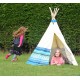 Garden Games Limited Children's Aztec Teepee Wigwam Play Tent with Wooden Frame and Natural Cotton Canvas Blue