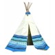 Garden Games Limited Children's Aztec Teepee Wigwam Play Tent with Wooden Frame and Natural Cotton Canvas Blue