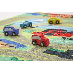 Melissa & Doug Round the Town Road Rug and Car Activity Play Set With 4 Wooden Cars (99 x 91.5 cm)