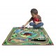 Melissa & Doug Round the Town Road Rug and Car Activity Play Set With 4 Wooden Cars (99 x 91.5 cm)