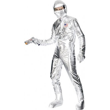 Smiffy's Adult men's Spaceman Costume, Jumpsuit, Hood, Gloves and Boot Covers, Troops, Serious Fun, Size M, 30821