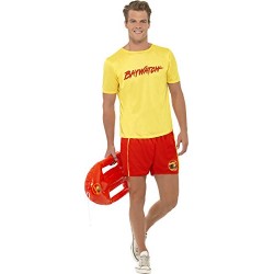 Smiffy's Adult Men's Baywatch men's Beach Costume, Top and Shorts, Baywatch, Serious Fun, Size L, 32868
