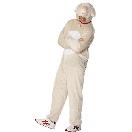 Smiffy's Men's Lamb Costume, Jumpsuit with Hood, Size