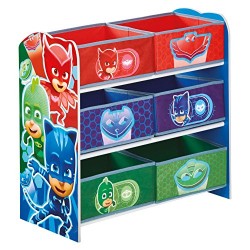HelloHome Pj Masks Kids Bedroom Toy Storage Unit with 6 Bins, Wood, Multicoloured