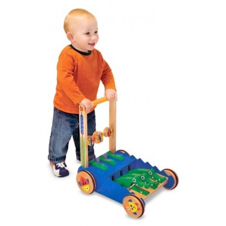 Melissa & Doug Deluxe Chomp and Clack Alligator Wooden Push Toy and Activity Walker