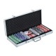 HOMCOM 500PCs Poker Chip Set Casino Games 2 Card Decks, Dealer Button, Dice w/ Lockable Aluminum Case