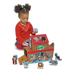 Melissa & Doug Noah's Ark Wooden Shape Sorter Educational Toy (28 pcs)