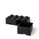 LEGO Brick Drawer 8 Knobs, 2 Drawers, Stackable Storage Box, 9.4 L, Black