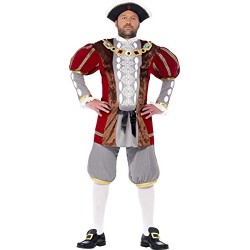 Smiffy's Adult Men's Henry VIII Deluxe Costume, Jacket and trousers, Tales of Old England, Serious Fun, Size L, 43431