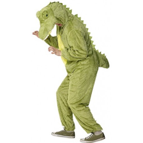 Smiffy's Adult Unisex Crocodile Costume, Jumpsuit with Hood, Party Animals, Serious Fun, Size