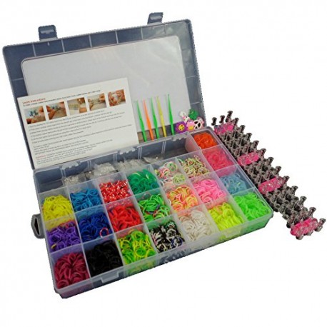 6000 DIY SET Mixed Colour Rainbow Rubber Loom Bands Bracelet Making Kit S