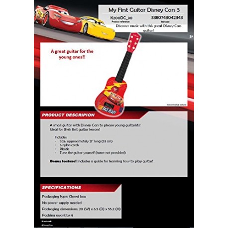 LEXIBOOK Disney Cars Mini Acoustic Guitar
