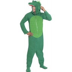Smiffy's Adult men's Crocodile Costume, Hooded All in One, Party Animals, Serious Fun, Size L, 23631