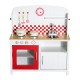 HOMCOM Kids Wooden Large Kitchen Role Play Set Learning Toy (White, Red)