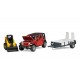Bruder Jeep Wrangler Unlimited Rubicon and One Axle Trailer and Cat Skid Steer Loader