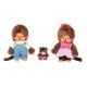 Sekiguchi 254870&nbsp;Monchhichi Family Plush Toy Set&nbsp;Boy / Girl with Baby