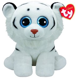 TY 90227 Tundra, Glitter Eye Pink Tiger – Soft Toy, White, 42 cm