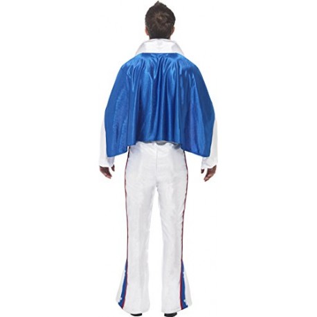 Smiffy's Men's Evel Knievel Costume, All in One Jumpsuit & Attached Cape, Size