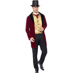 Smiffy's Adult Men's Edwardian Gent Deluxe Costume, Jacket, Mock Waistcoat and Cravat, Tales of Old England, Serious Fun, Size L