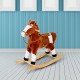 HOMCOM Children Child Kids Plush Rocking Horse with Sound Handle Grip Traditional Toy Fun Gift Brand New (Brown)