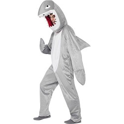 Smiffy's Adult Unisex Shark Costume, Bodysuit and Hood, Party Animals, Serious Fun, One Size, 43815