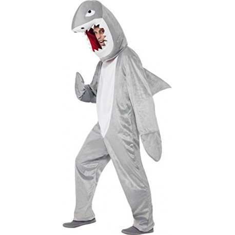 Smiffy's Adult Unisex Shark Costume, Bodysuit and Hood, Party Animals, Serious Fun, One Size, 43815