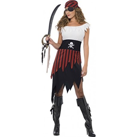 Smiffy's Adult Women's Pirate Wench Costume, Dress and Headpiece, Pirate, Serious Fun, Size S, 30716