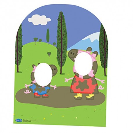 Star Cutouts SC822 Peppa Pig and George Muddy Puddle Child Sized Stand In Cardboard Cut out