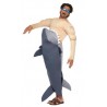 Smiffy's Adult Men's Man Eating Shark Costume, Shark Bodysuit and Goggles, Funny Side, Serious Fun, One Size, 36378