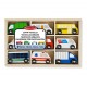 Melissa & Doug Wooden Town Vehicles Set in Wooden Tray (9 pcs)