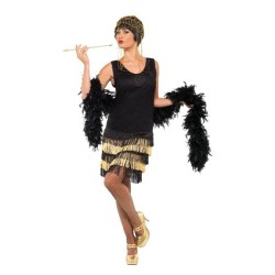 Smiffy's Adult Women's 1920 Fringed Flapper Costume, Dress with Lace Front and Beaded Fringing, 20's Razzle Dazzle, Size