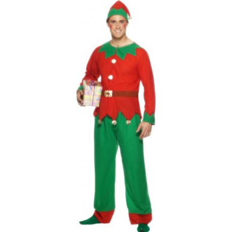 Smiffy's Men's Elf Costume, Top, Trousers & Hat, Elf, Size