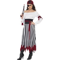 Smiffy's Adult Women's Pirate Lady Costume, Dress with Arms tied, Belt and Headpiece, Pirate, Serious Fun, Size S, 20803