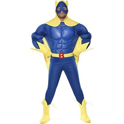 Smiffy's Men's Bananaman EVA Chest Costume, Top, Trousers, Cape, Belt, Gloves & Boot Covers, Bananaman, Size